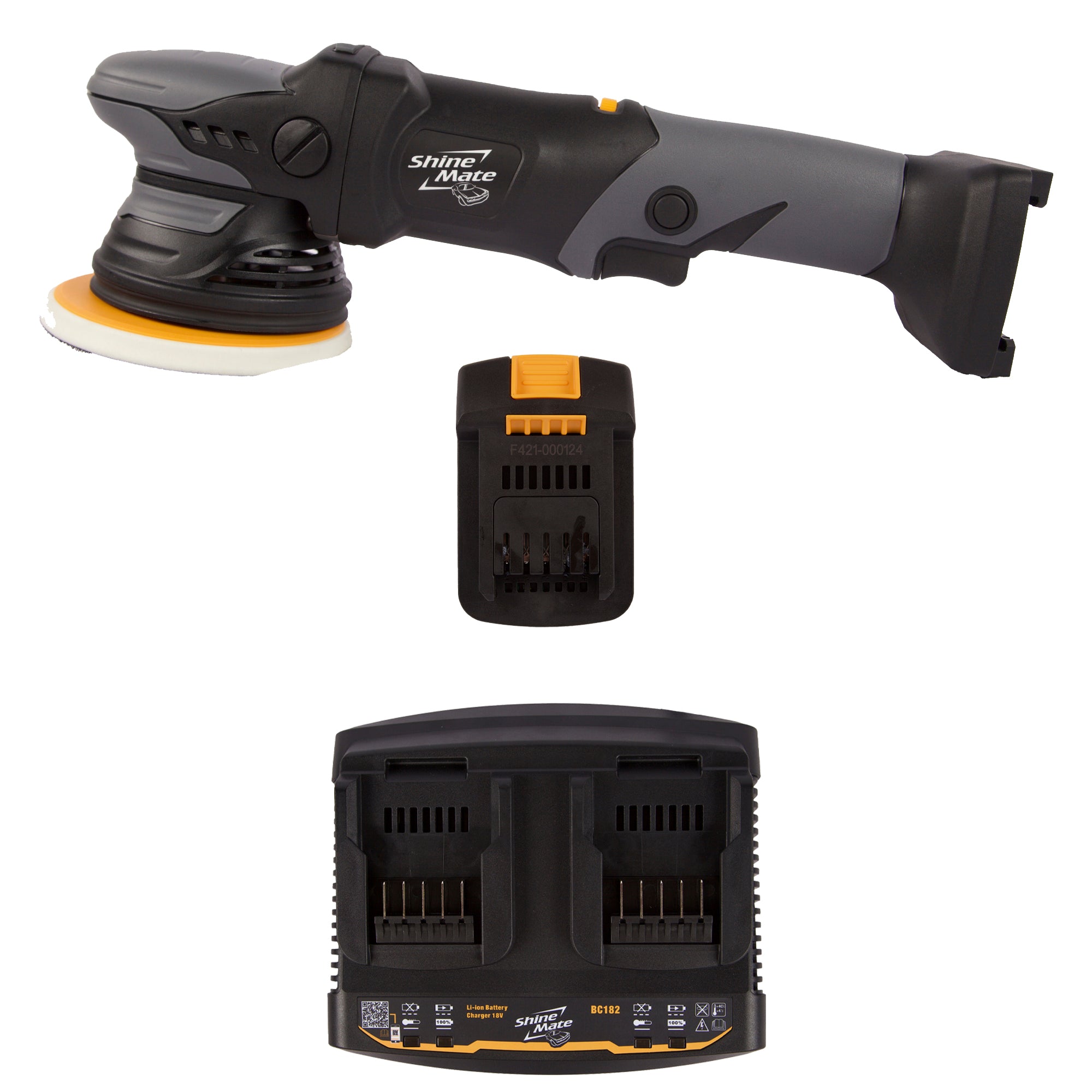 Shinemate EB351-5/15 Batteri Dual Action Polermaskin med 15mm excenterslag