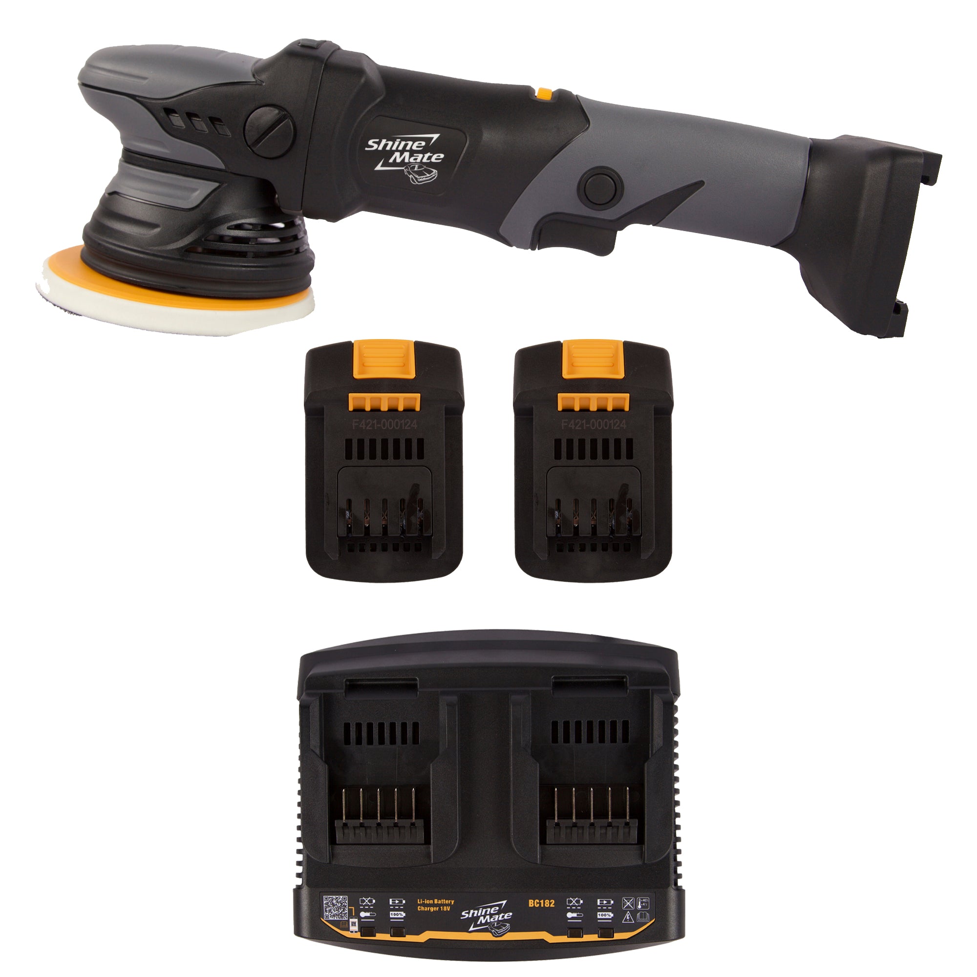 Shinemate EB351-5/15 Batteri Dual Action Polermaskin med 15mm excenterslag