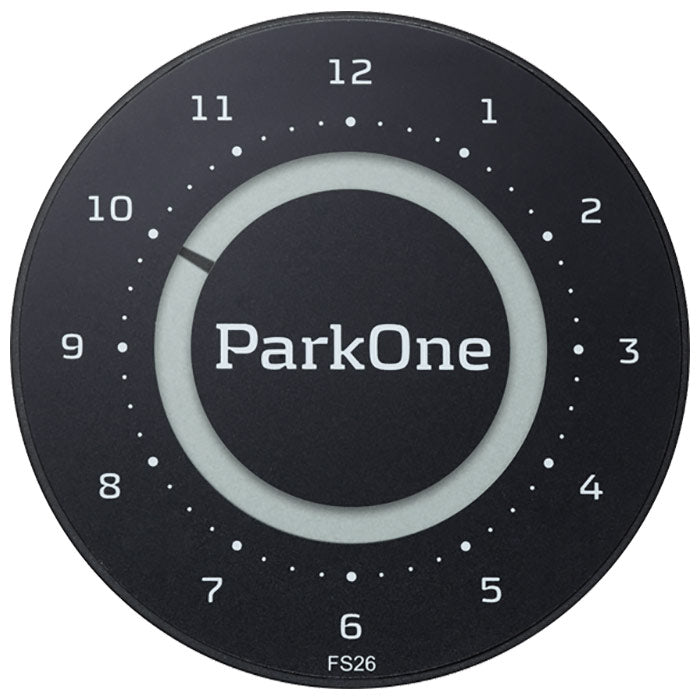 ParkOne 2 parkeringsur med FS26-godkendelsesnummer på urskiven